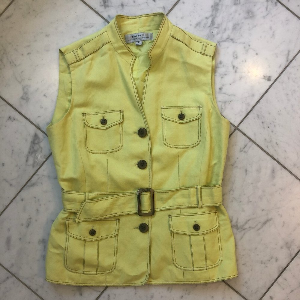 Tahari Chartreuse Yellow Top